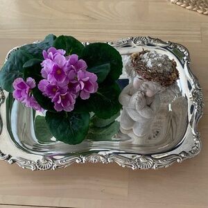 Silver Plate Silver Tray. 13” X 9.5” Shell Pattern